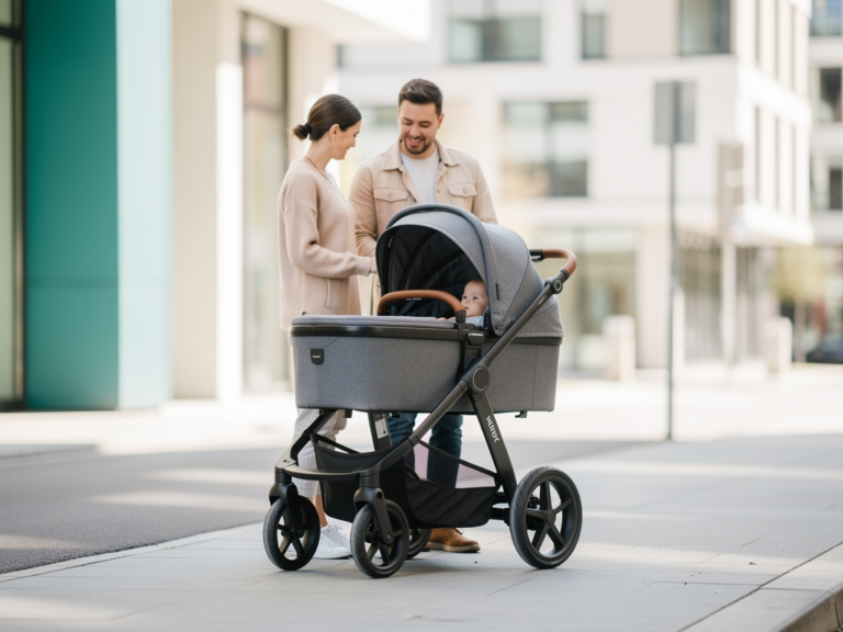 Moderner Mutsy Nio Kombikinderwagen mit großen Reifen und modularen Aufsätzen im Alltagstest